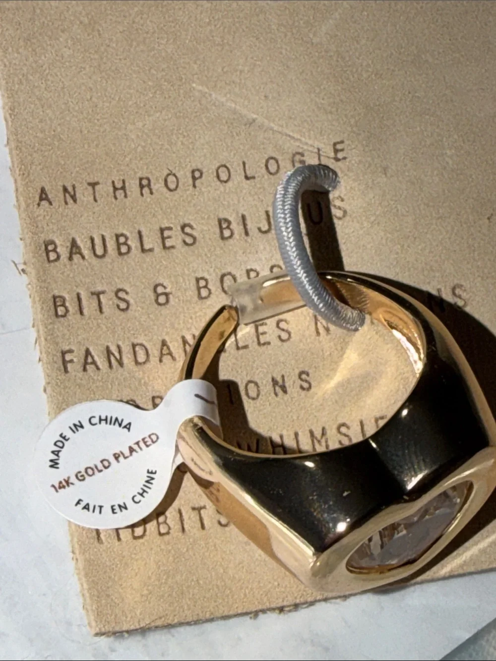 NWT Anthropologie Heart Stone Cocktail Ring